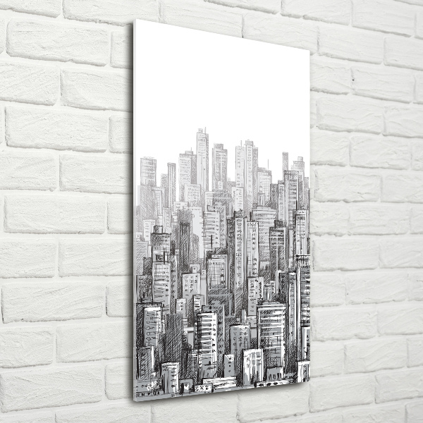 Cuadro de cristal moderno efecto brillo vertical Rascacielos