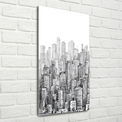 Cuadro de cristal moderno efecto brillo vertical Rascacielos