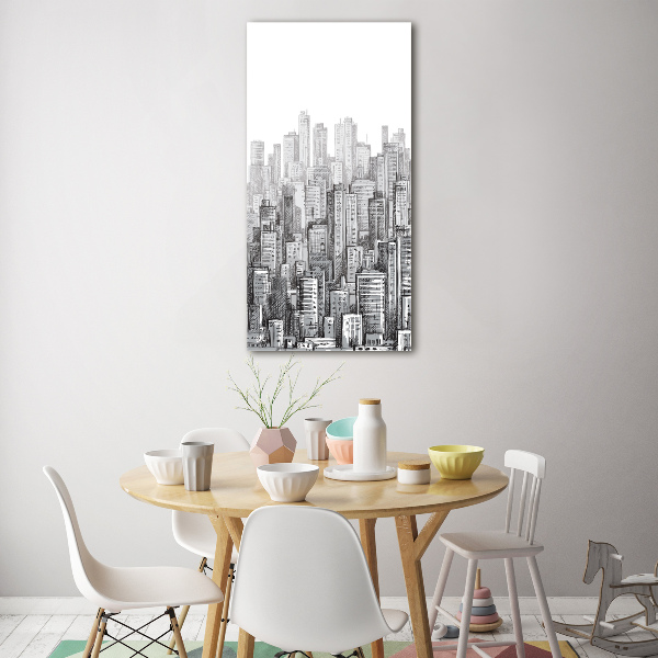 Cuadro de cristal moderno efecto brillo vertical Rascacielos