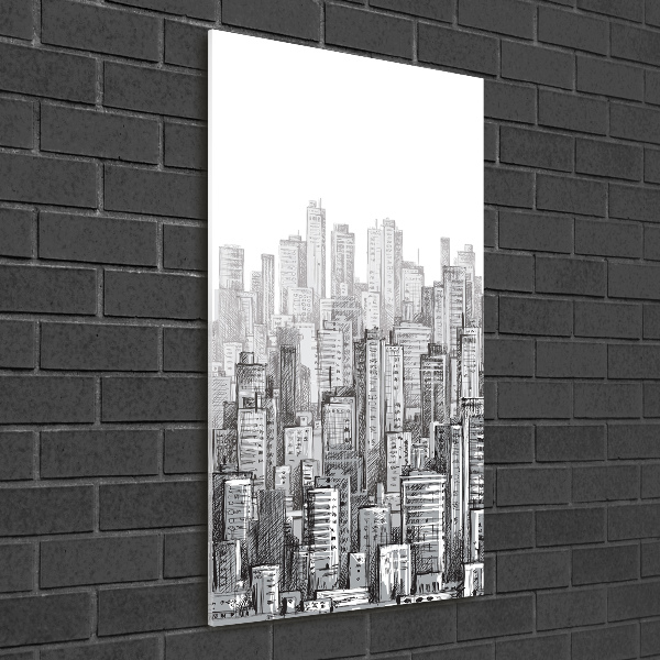 Cuadro de cristal moderno efecto brillo vertical Rascacielos