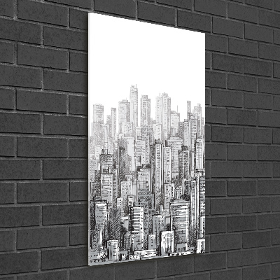 Cuadro de cristal moderno efecto brillo vertical Rascacielos