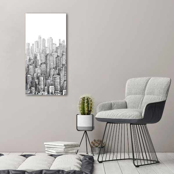 Cuadro de cristal moderno efecto brillo vertical Rascacielos