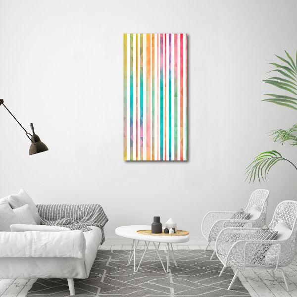Fotocuadro de cristal elegante para hogar vertical Rayas de colores