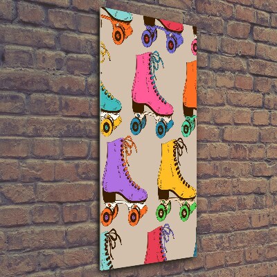 Cuadro de cristal moderno efecto brillo vertical Patines de colores