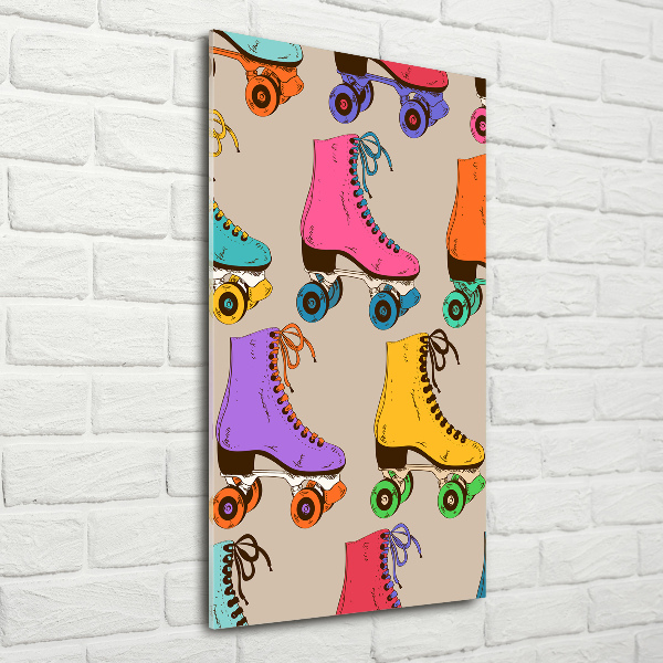 Cuadro de cristal moderno efecto brillo vertical Patines de colores