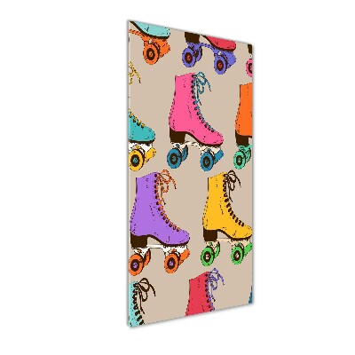 Cuadro de cristal moderno efecto brillo vertical Patines de colores