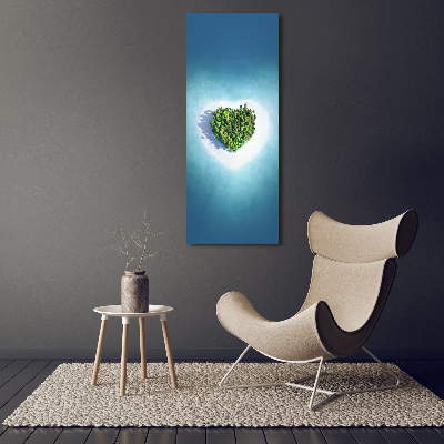 Fotocuadro de cristal elegante para hogar vertical Playa en forma de corazón