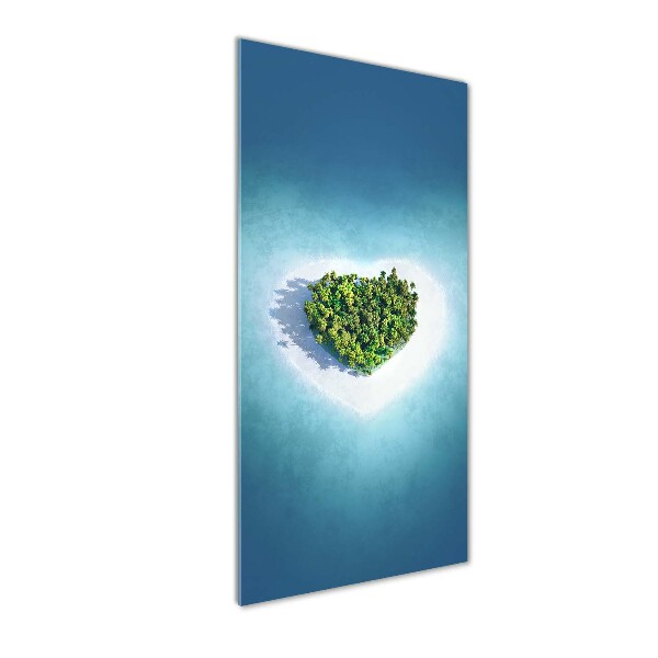 Fotocuadro de cristal elegante para hogar vertical Playa en forma de corazón