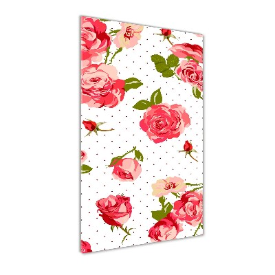 Cuadro decorativo en cristal con canto pulido vertical Rosas silvestres