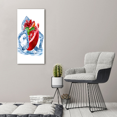 Cuadro decorativo en cristal con canto pulido vertical Granada y hielo