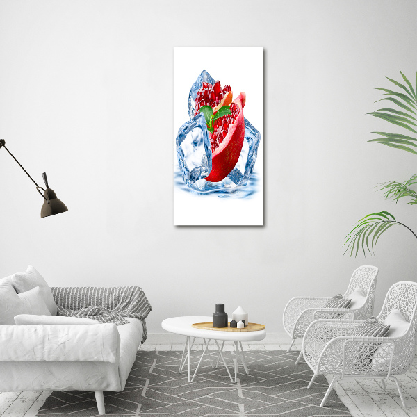 Cuadro decorativo en cristal con canto pulido vertical Granada y hielo