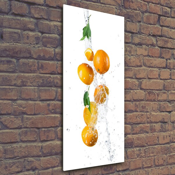 Cuadro decorativo en cristal con canto pulido vertical Naranjas
