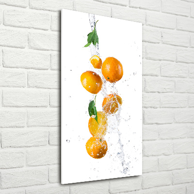 Cuadro decorativo en cristal con canto pulido vertical Naranjas
