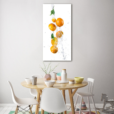 Cuadro decorativo en cristal con canto pulido vertical Naranjas
