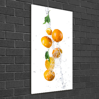 Cuadro decorativo en cristal con canto pulido vertical Naranjas