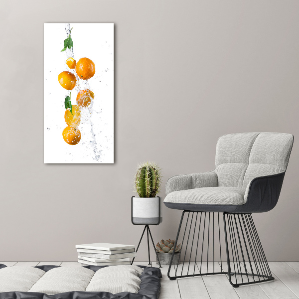 Cuadro decorativo en cristal con canto pulido vertical Naranjas