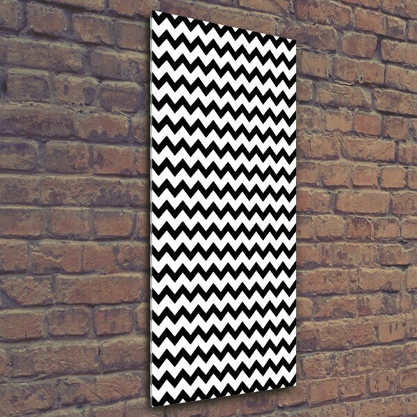 Cuadro de cristal moderno efecto brillo vertical Zigzags
