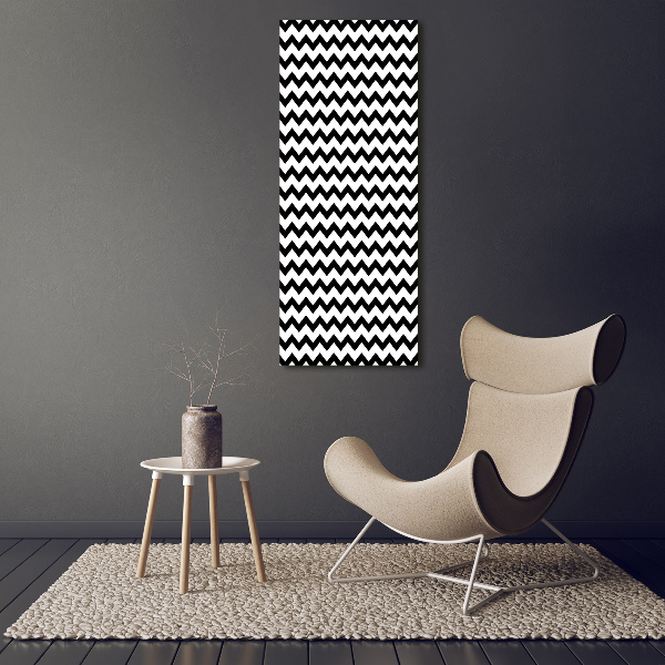 Cuadro de cristal moderno efecto brillo vertical Zigzags