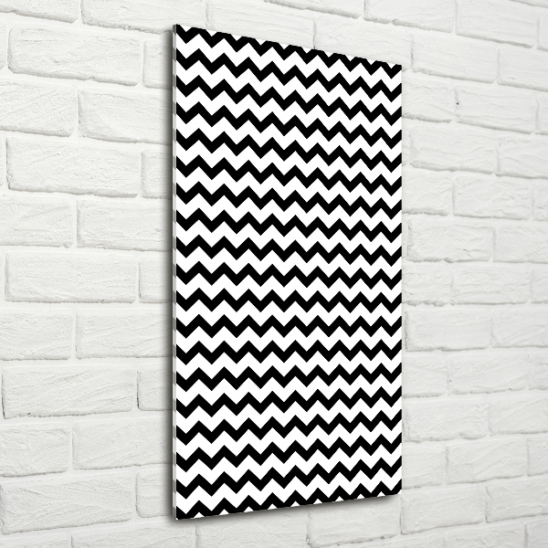 Cuadro de cristal moderno efecto brillo vertical Zigzags