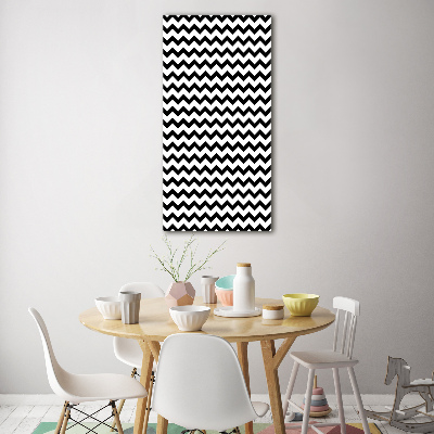 Cuadro de cristal moderno efecto brillo vertical Zigzags