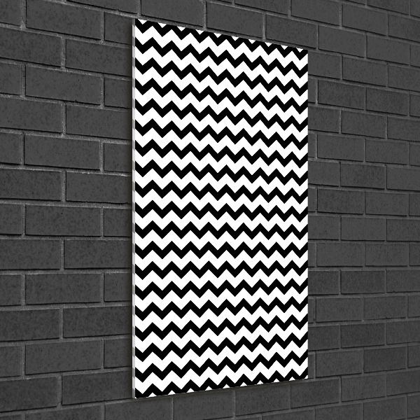 Cuadro de cristal moderno efecto brillo vertical Zigzags