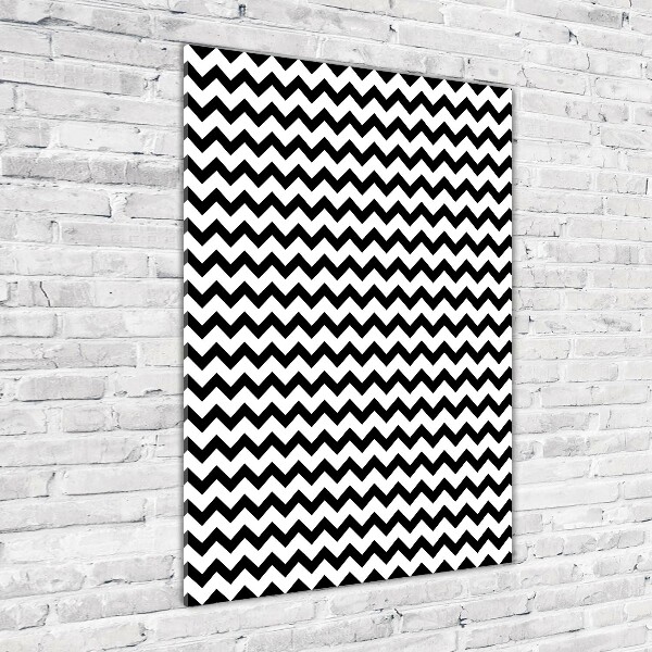 Cuadro de cristal moderno efecto brillo vertical Zigzags