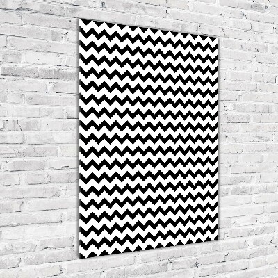Cuadro de cristal moderno efecto brillo vertical Zigzags