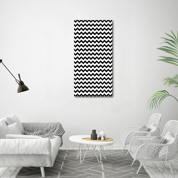 Cuadro de cristal moderno efecto brillo vertical Zigzags