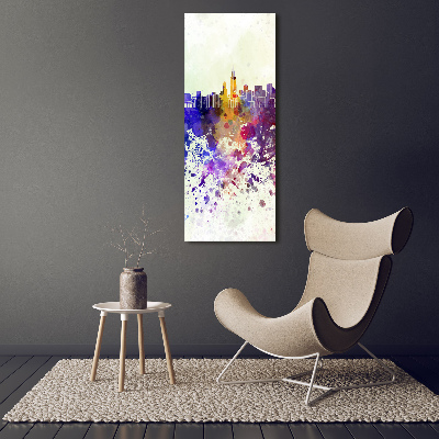 Cuadro decorativo en cristal con canto pulido vertical Chicago colorido