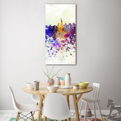 Cuadro decorativo en cristal con canto pulido vertical Chicago colorido