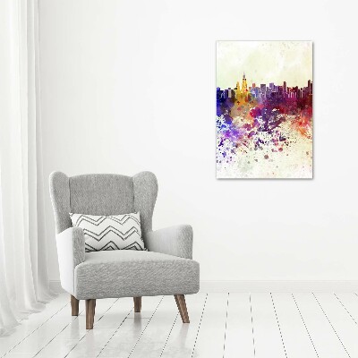Cuadro decorativo en cristal con canto pulido vertical Chicago colorido