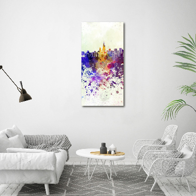 Cuadro decorativo en cristal con canto pulido vertical Chicago colorido