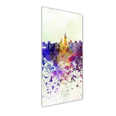 Cuadro decorativo en cristal con canto pulido vertical Chicago colorido