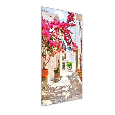 Fotocuadro de cristal elegante para hogar vertical calles griegas