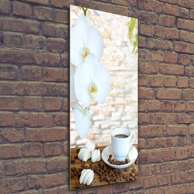 Cuadro de vidrio templado 4mm para pared vertical Una taza de café