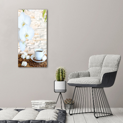 Cuadro de vidrio templado 4mm para pared vertical Una taza de café