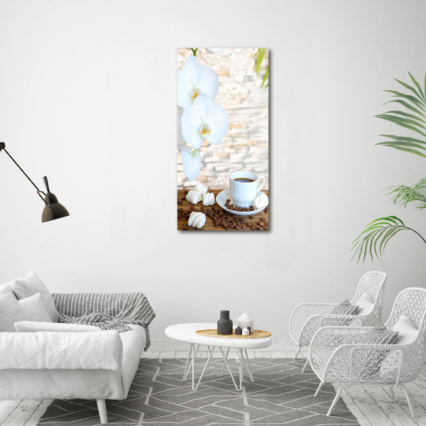 Cuadro de vidrio templado 4mm para pared vertical Una taza de café