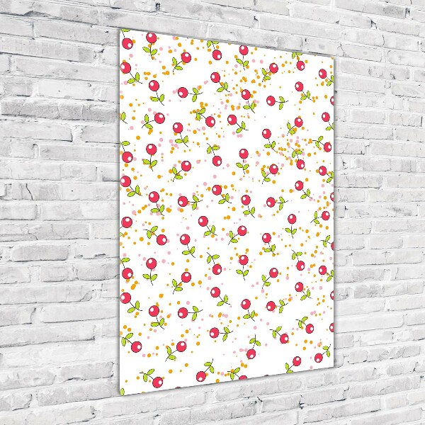 Cuadro decorativo en cristal con canto pulido vertical Guindas