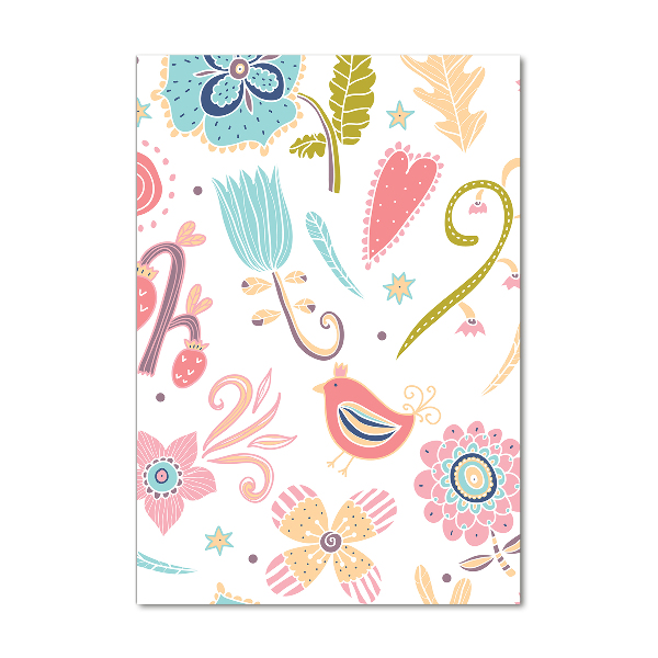 Cuadro de vidrio templado 4mm para pared vertical Plantas y aves