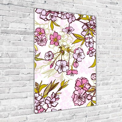 Foto obraz szkło hartowane pionowy Kwiaty wiśni