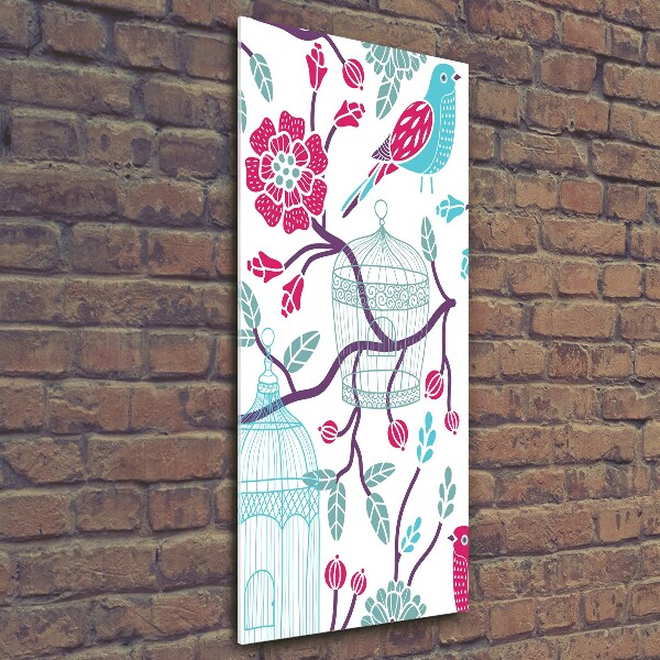 Cuadro decorativo en cristal con canto pulido vertical Jaulas para pájaros