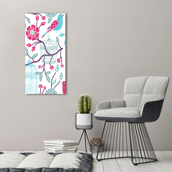 Cuadro decorativo en cristal con canto pulido vertical Jaulas para pájaros