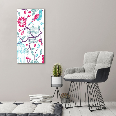 Cuadro decorativo en cristal con canto pulido vertical Jaulas para pájaros