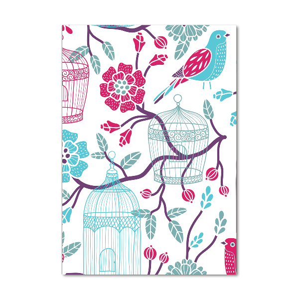 Cuadro decorativo en cristal con canto pulido vertical Jaulas para pájaros