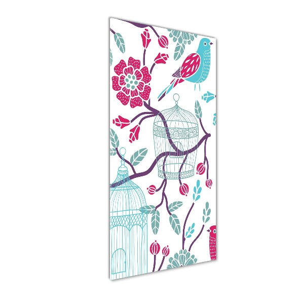 Cuadro decorativo en cristal con canto pulido vertical Jaulas para pájaros