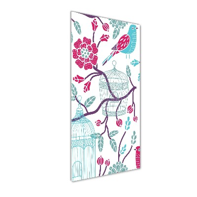 Cuadro decorativo en cristal con canto pulido vertical Jaulas para pájaros