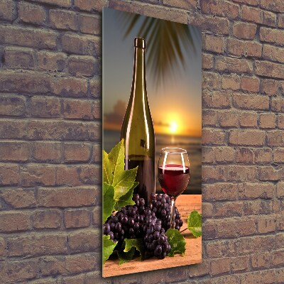 Fotocuadro de cristal elegante para hogar vertical Uvas y vino