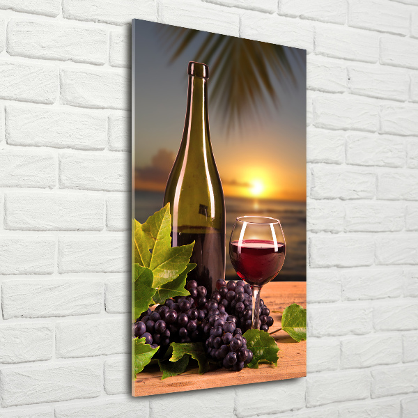 Fotocuadro de cristal elegante para hogar vertical Uvas y vino
