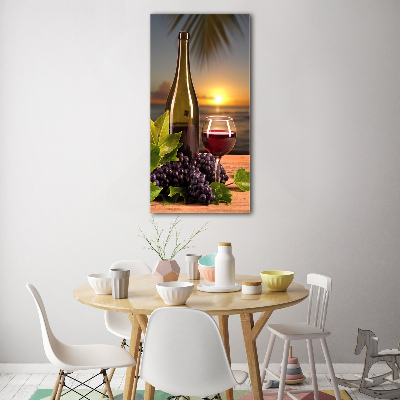 Fotocuadro de cristal elegante para hogar vertical Uvas y vino