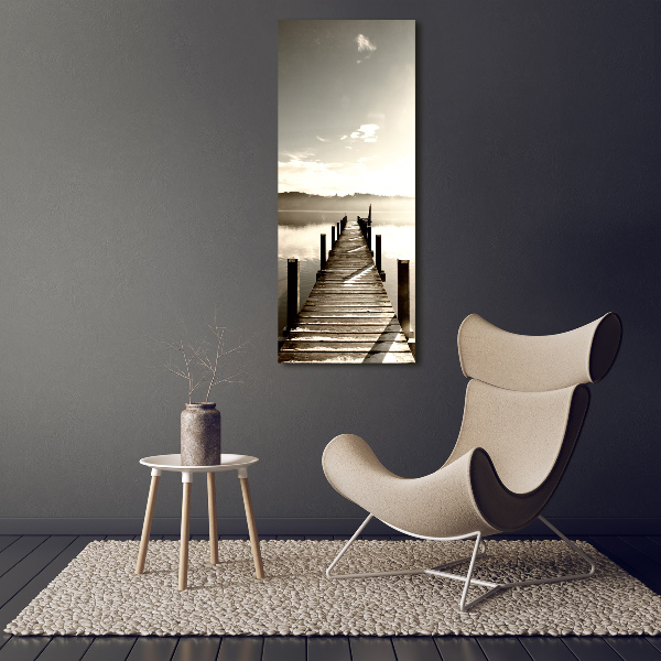 Cuadro de vidrio templado 4mm para pared vertical Muelle de madera